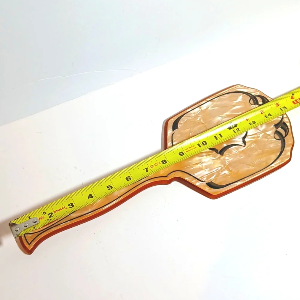 🧡 1920s Art Deco Celluloid & Bakelite Vanity Hand Mirror Vintage Aristo du Jour